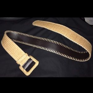 YSL Straw Raffia Wide Belt NWOT